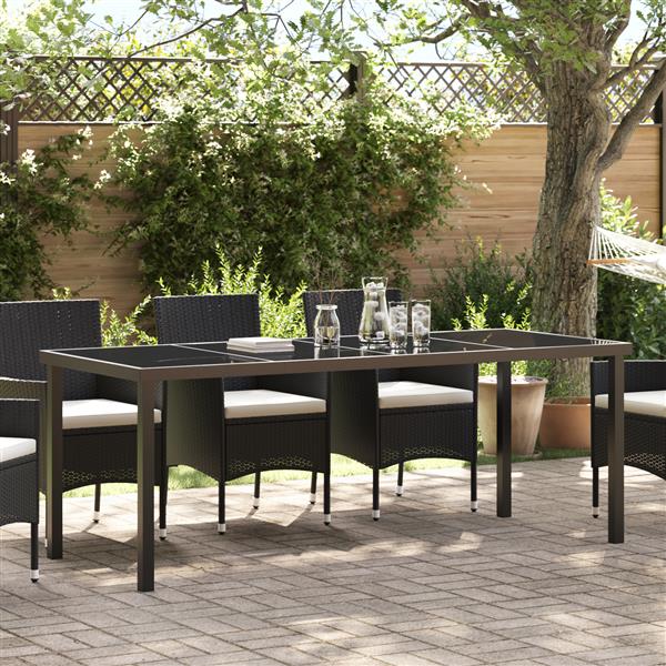 Grote foto vidaxl tuintafel 200x80x73 cm gehard glas zwart tuin en terras tuinmeubelen