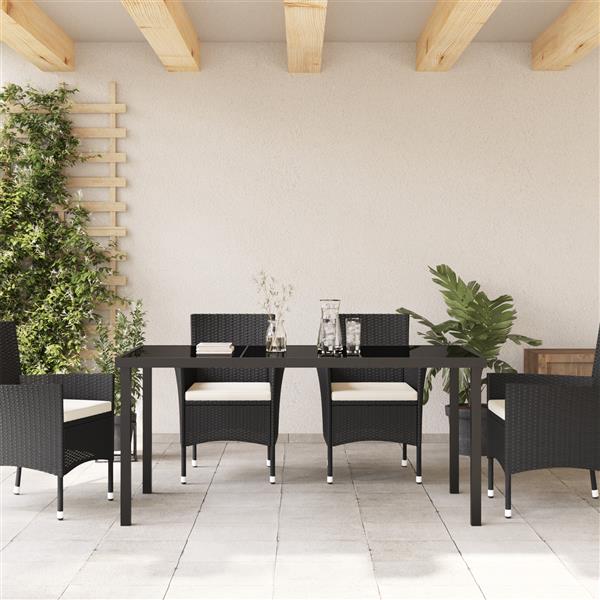 Grote foto vidaxl tuintafel 160x80x73 cm gehard glas zwart tuin en terras tuinmeubelen