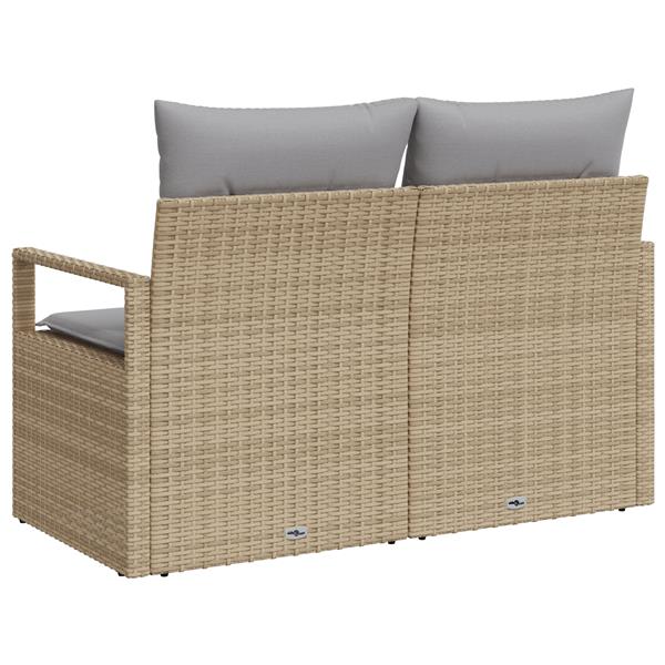 Grote foto vidaxl tuinbank 2 zits met kussens poly rattan beige tuin en terras tuinmeubelen