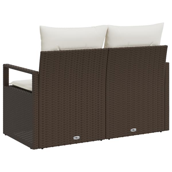Grote foto vidaxl tuinbank 2 zits met kussens poly rattan bruin tuin en terras tuinmeubelen