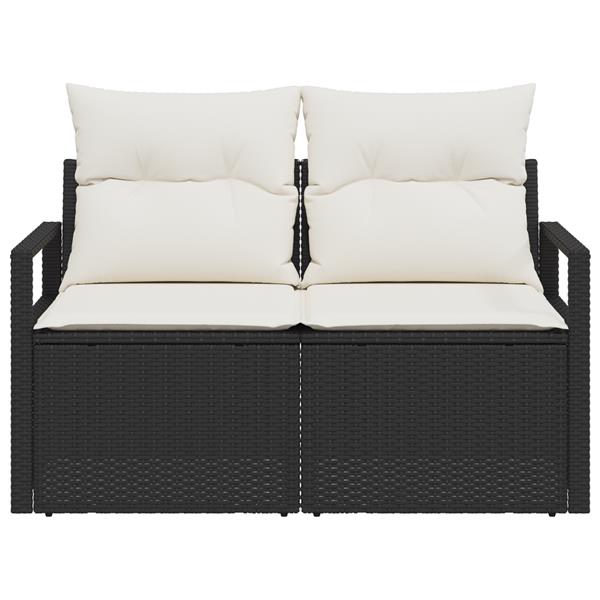 Grote foto vidaxl tuinbank 2 zits met kussens poly rattan zwart tuin en terras tuinmeubelen