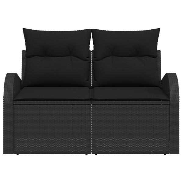 Grote foto vidaxl tuinbank 2 zits met kussens poly rattan zwart tuin en terras tuinmeubelen