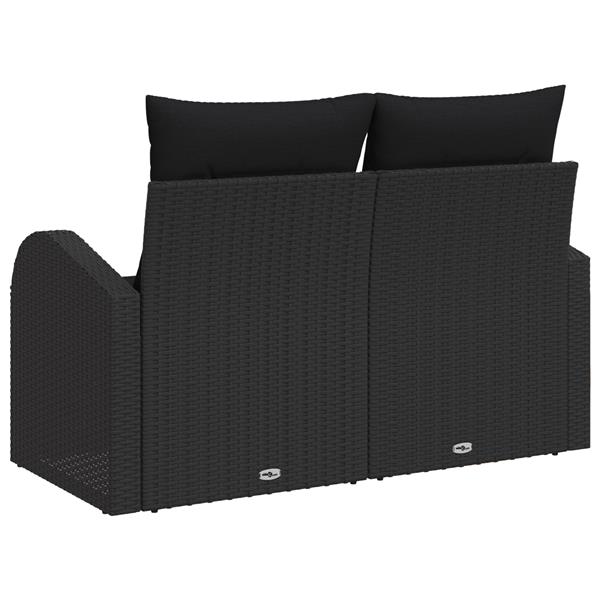 Grote foto vidaxl tuinbank 2 zits met kussens poly rattan zwart tuin en terras tuinmeubelen