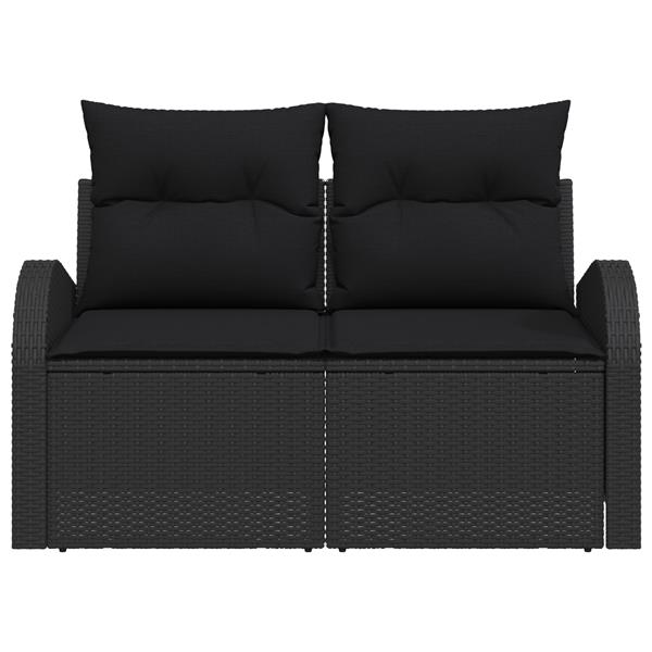Grote foto vidaxl tuinbank 2 zits met kussens poly rattan zwart tuin en terras tuinmeubelen