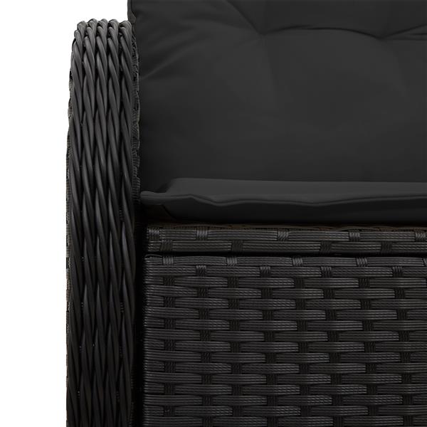 Grote foto vidaxl tuinbank 2 zits met opbergruimte en kussens poly rattan zwart tuin en terras tuinmeubelen
