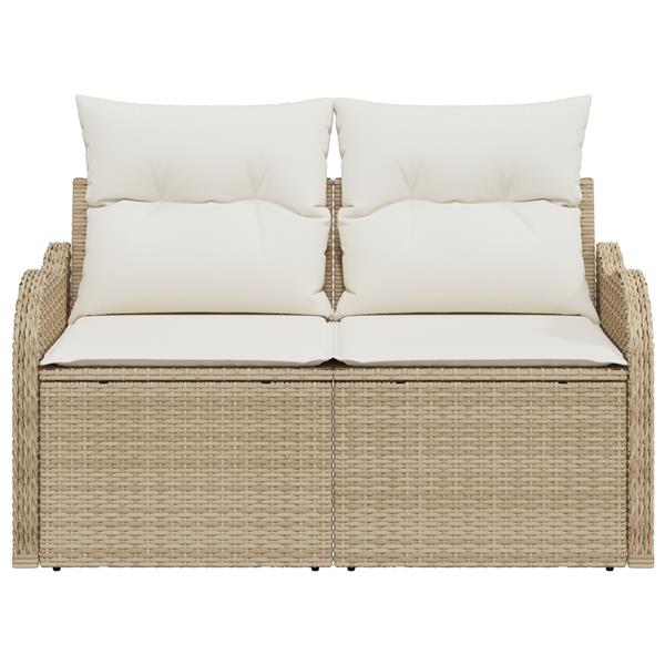 Grote foto vidaxl tuinbank 2 zits met opbergruimte en kussens poly rattan beige tuin en terras tuinmeubelen