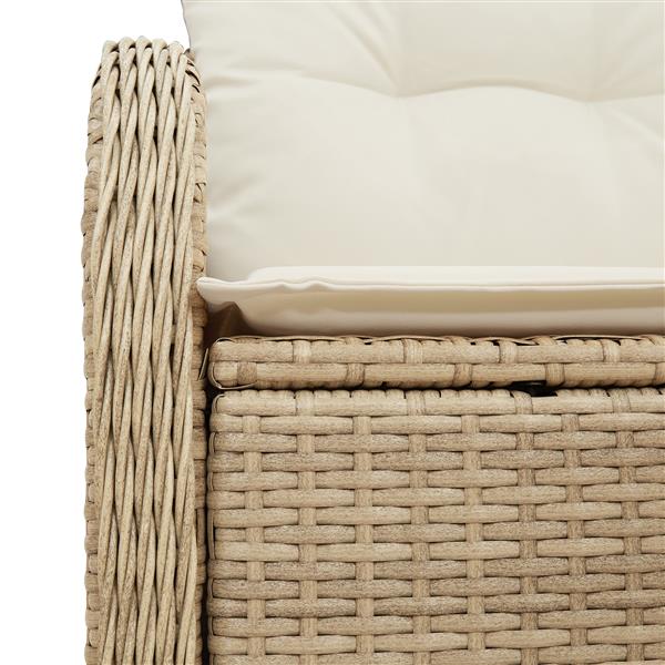 Grote foto vidaxl tuinbank 2 zits met opbergruimte en kussens poly rattan beige tuin en terras tuinmeubelen