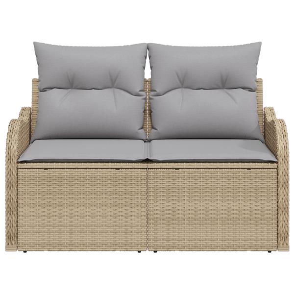Grote foto vidaxl tuinbank 2 zits met opbergruimte en kussens poly rattan beige tuin en terras tuinmeubelen