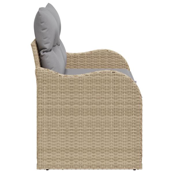Grote foto vidaxl tuinbank 2 zits met opbergruimte en kussens poly rattan beige tuin en terras tuinmeubelen
