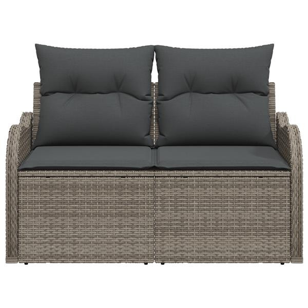 Grote foto vidaxl tuinbank 2 zits met opbergruimte en kussens poly rattan grijs tuin en terras tuinmeubelen