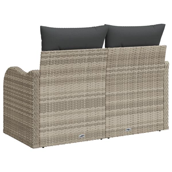 Grote foto vidaxl tuinbank 2 zits met kussens poly rattan lichtgrijs tuin en terras tuinmeubelen