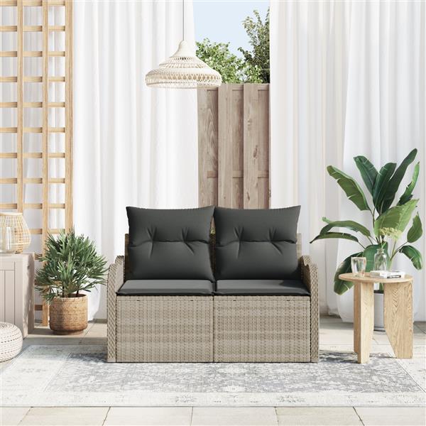 Grote foto vidaxl tuinbank 2 zits met kussens poly rattan lichtgrijs tuin en terras tuinmeubelen