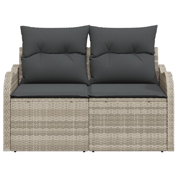 Grote foto vidaxl tuinbank 2 zits met kussens poly rattan lichtgrijs tuin en terras tuinmeubelen