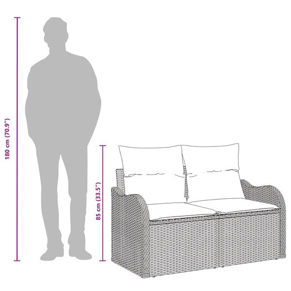 Grote foto vidaxl tuinbank 2 zits met kussens poly rattan lichtgrijs tuin en terras tuinmeubelen