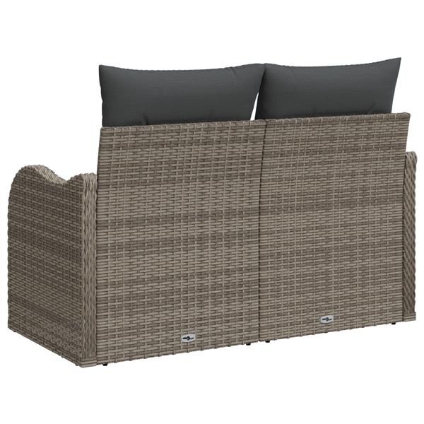 Grote foto vidaxl tuinbank 2 zits met kussens poly rattan grijs tuin en terras tuinmeubelen
