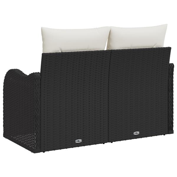 Grote foto vidaxl tuinbank 2 zits met kussens poly rattan zwart tuin en terras tuinmeubelen