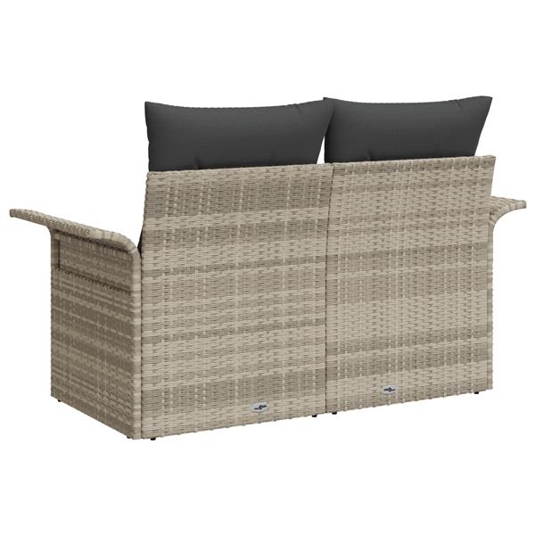 Grote foto vidaxl tuinbank 2 zits opbergruimte en kussens poly rattan lichtgrijs tuin en terras tuinmeubelen