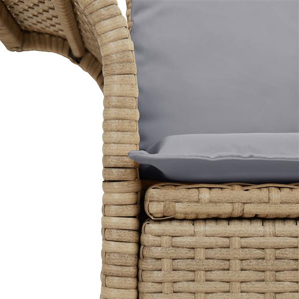 Grote foto vidaxl tuinbank 2 zits met opbergruimte en kussens poly rattan beige tuin en terras tuinmeubelen