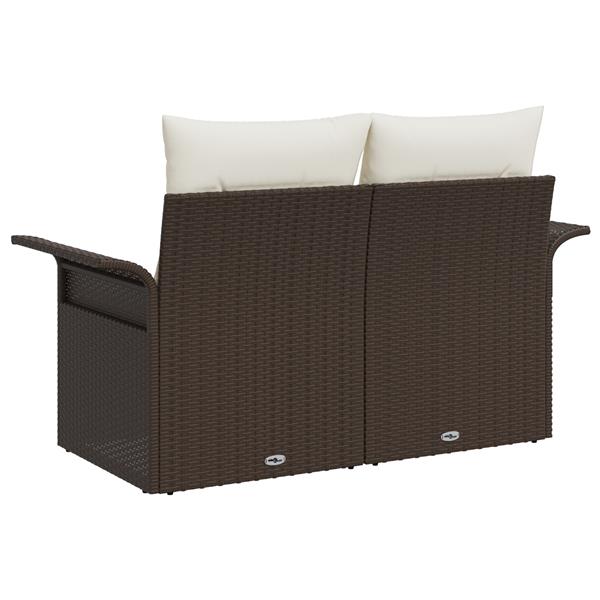 Grote foto vidaxl tuinbank 2 zits met opbergruimte en kussens poly rattan bruin tuin en terras tuinmeubelen
