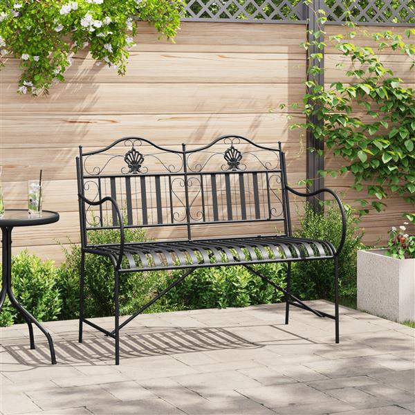 Grote foto vidaxl tuinbank met lamelontwerp zwart 103 5 cm staal tuin en terras tuinmeubelen