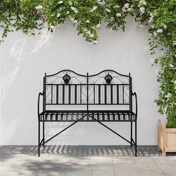 Grote foto vidaxl tuinbank met lamelontwerp zwart 103 5 cm staal tuin en terras tuinmeubelen