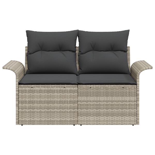 Grote foto vidaxl tuinbank 2 zits met kussens poly rattan lichtgrijs tuin en terras tuinmeubelen