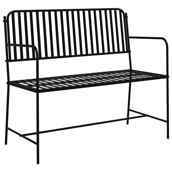 Grote foto vidaxl tuinbank met lamellen zwart 107 cm staal tuin en terras tuinmeubelen