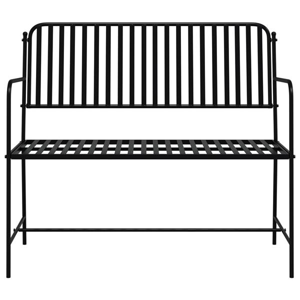 Grote foto vidaxl tuinbank met lamellen zwart 107 cm staal tuin en terras tuinmeubelen