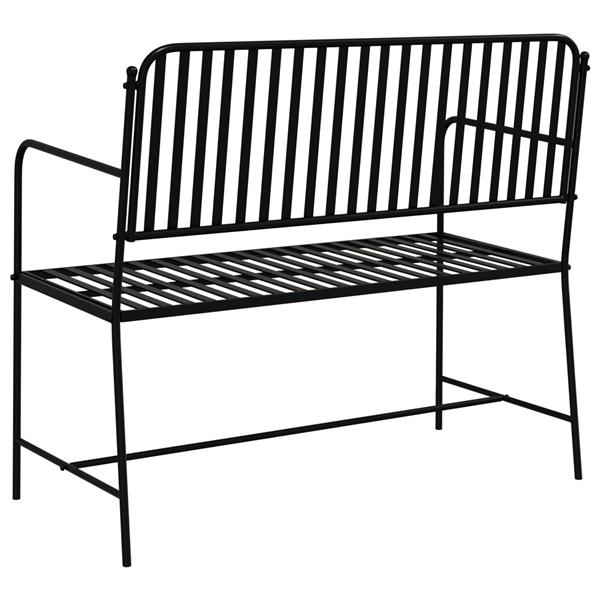 Grote foto vidaxl tuinbank met lamellen zwart 107 cm staal tuin en terras tuinmeubelen