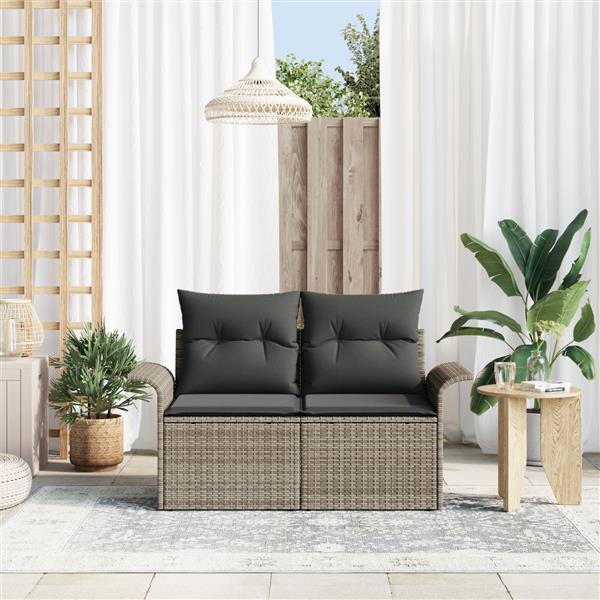 Grote foto vidaxl tuinbank 2 zits met kussens poly rattan grijs tuin en terras tuinmeubelen