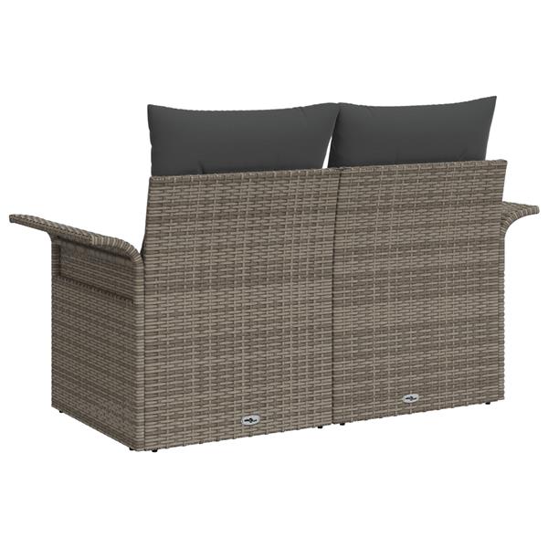 Grote foto vidaxl tuinbank 2 zits met kussens poly rattan grijs tuin en terras tuinmeubelen