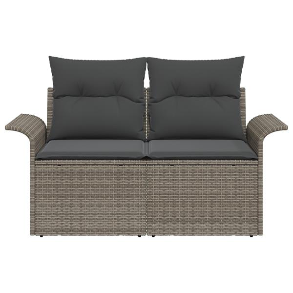 Grote foto vidaxl tuinbank 2 zits met kussens poly rattan grijs tuin en terras tuinmeubelen
