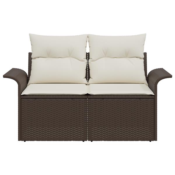 Grote foto vidaxl tuinbank 2 zits met kussens poly rattan bruin tuin en terras tuinmeubelen