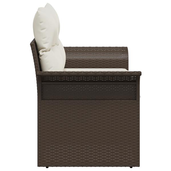 Grote foto vidaxl tuinbank 2 zits met kussens poly rattan bruin tuin en terras tuinmeubelen