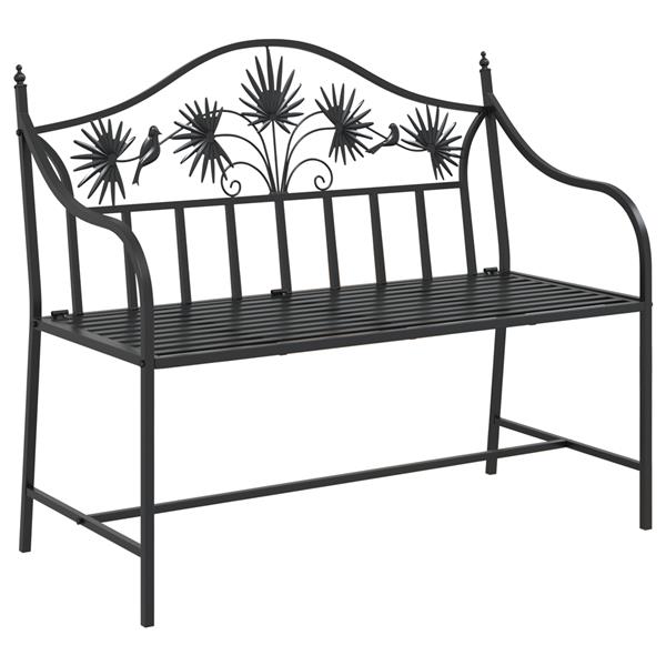Grote foto vidaxl tuinbank met lattenontwerp zwart 104 cm staal tuin en terras tuinmeubelen