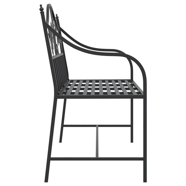 Grote foto vidaxl tuinbank met lattenontwerp zwart 104 cm staal tuin en terras tuinmeubelen