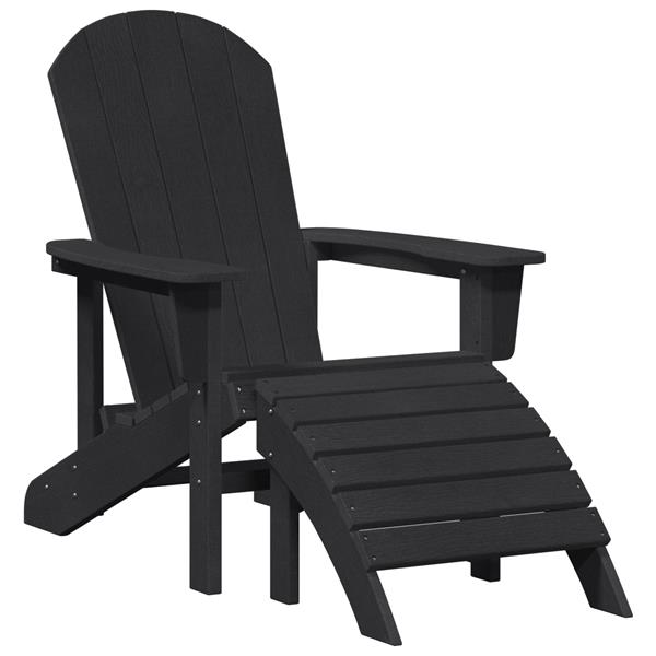 Grote foto vidaxl ligbed adirondack met voetsteun zwart hdpe tuin en terras tuinmeubelen