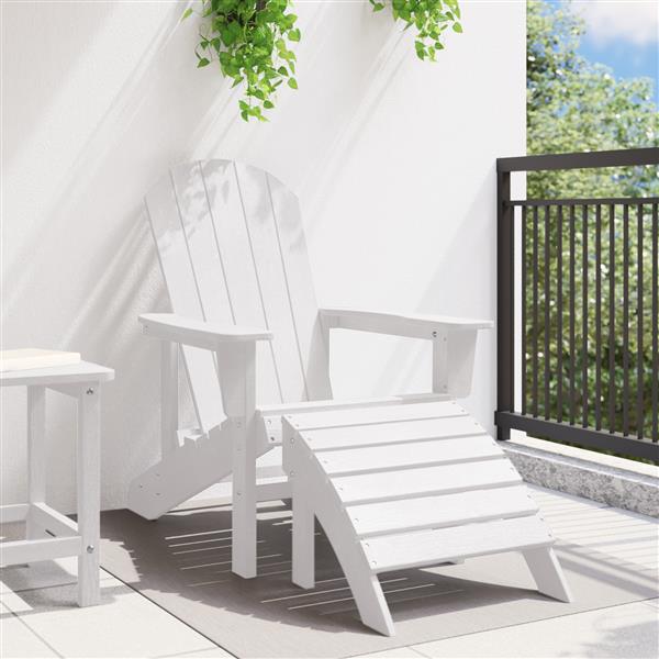 Grote foto vidaxl ligbed adirondack met voetsteun wit hdpe tuin en terras tuinmeubelen