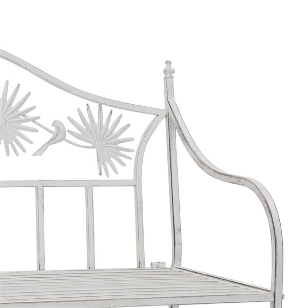 Grote foto vidaxl tuinbank met lamellen design wit 104 cm staal tuin en terras tuinmeubelen