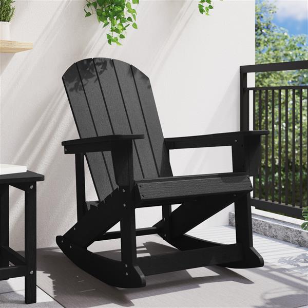 Grote foto vidaxl adirondack schommelstoel zwart 73 5x92x90 cm hdpe tuin en terras tuinmeubelen