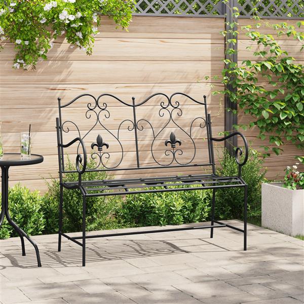 Grote foto vidaxl tuinbank met geschoeide uitstraling zwart 104 cm staal tuin en terras tuinmeubelen