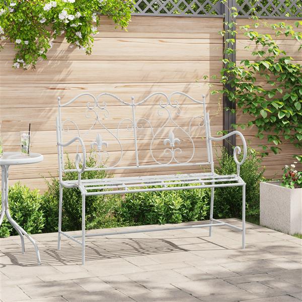Grote foto vidaxl tuinbank met sprankelend ontwerp wit 104 cm staal tuin en terras tuinmeubelen