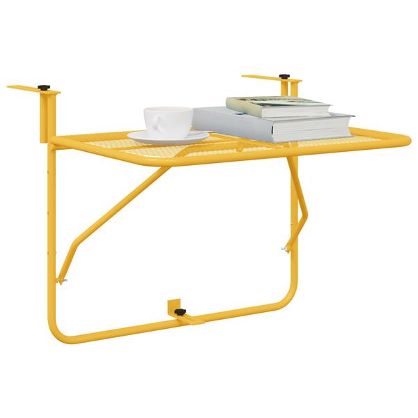 Grote foto vidaxl balkontafel hangend inklapbaar 60x40 cm staal mosterdgeel tuin en terras tuinmeubelen