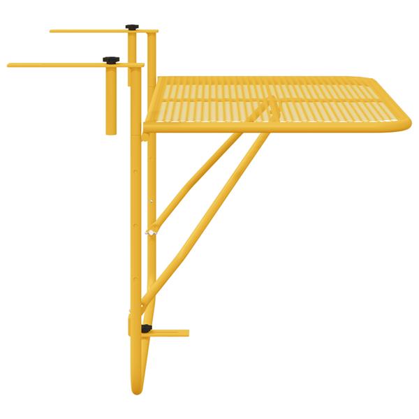 Grote foto vidaxl balkontafel hangend inklapbaar 60x40 cm staal mosterdgeel tuin en terras tuinmeubelen