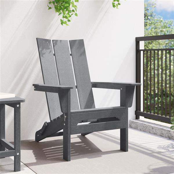 Grote foto vidaxl vouwbare adirondack stoel lichtgrijs 74 5x80 5x90 cm hdpe tuin en terras tuinmeubelen