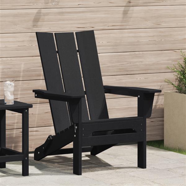 Grote foto vidaxl vouw adirondack stoel zwart 74 5x80 5x90 cm hdpe tuin en terras tuinmeubelen