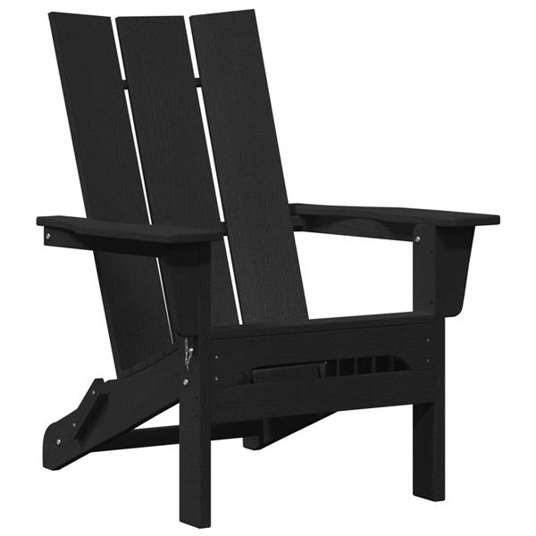 Grote foto vidaxl vouw adirondack stoel zwart 74 5x80 5x90 cm hdpe tuin en terras tuinmeubelen