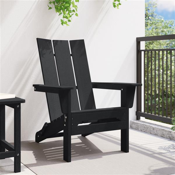 Grote foto vidaxl vouw adirondack stoel zwart 74 5x80 5x90 cm hdpe tuin en terras tuinmeubelen