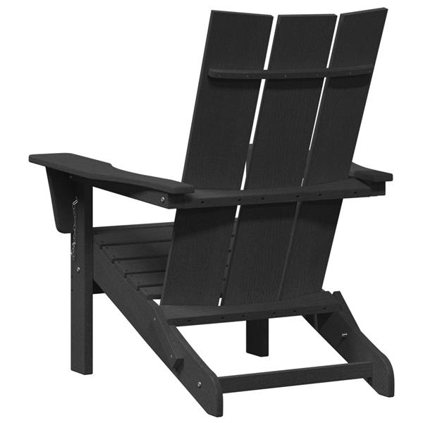 Grote foto vidaxl vouw adirondack stoel zwart 74 5x80 5x90 cm hdpe tuin en terras tuinmeubelen