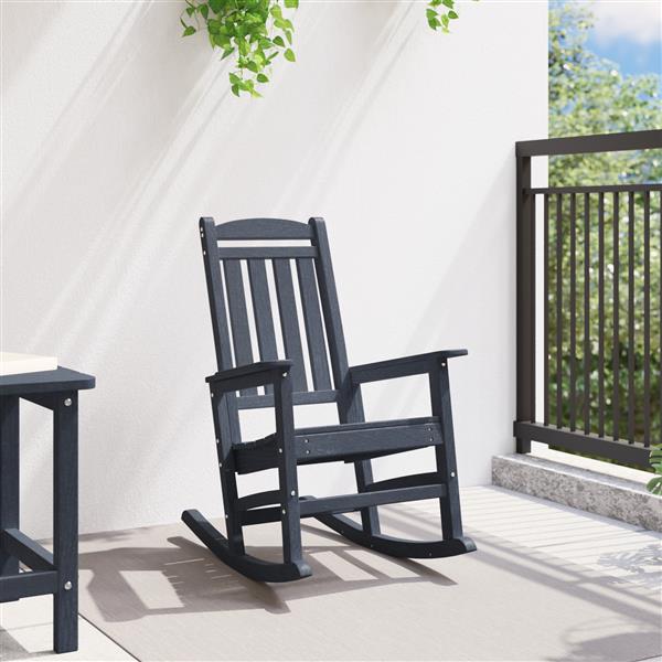 Grote foto vidaxl tuin schommelstoel marineblauw 70x92x108 cm hdpe tuin en terras tuinmeubelen